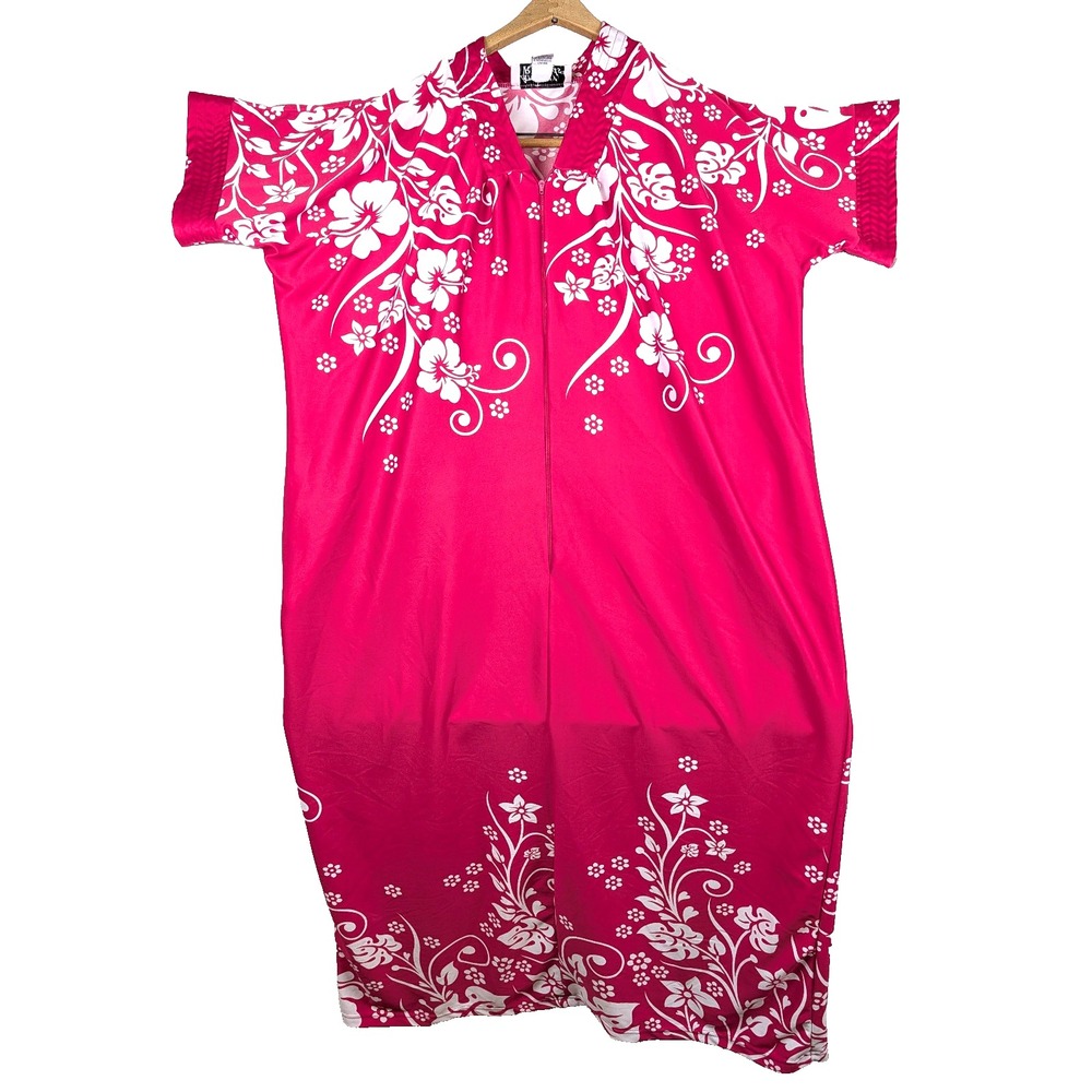 Anthony Richards House Dress Muumuu Magenta Floral Vintage Bust 51" 3XL (Tag M)